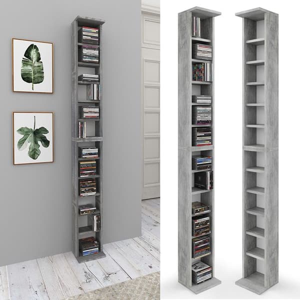 Vicco CD-hylla, Betong, 21 x 183,6 cm Set om 2