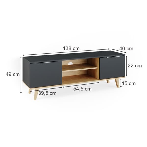 Vicco Nautica TV-skåp, antracit, 138 x 49 cm