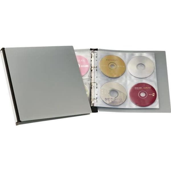 CD/DVD förvaringsalbum - HÅLLBAR - Grå silver - 96 fickor - Kapacitet 96 CD/DVD