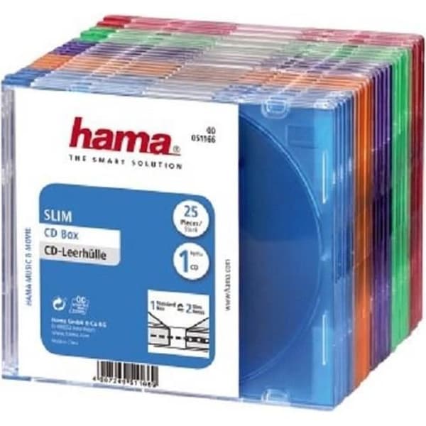 HAMA 00051166 "Slim" CD-fodral - Set med 25 - olika färger