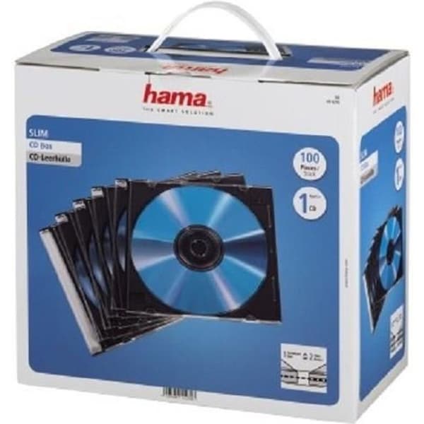 HAMA 00051270 "Slim" CD-fodral - Kartong med 100 st - Transparent och svart