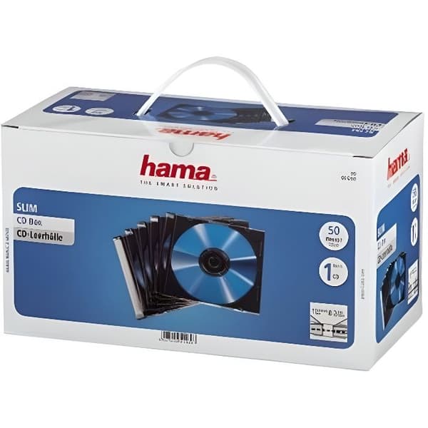 HAMA 51269 "Slim" CD-fodral - Kartong med 50 st - Transparent och svart
