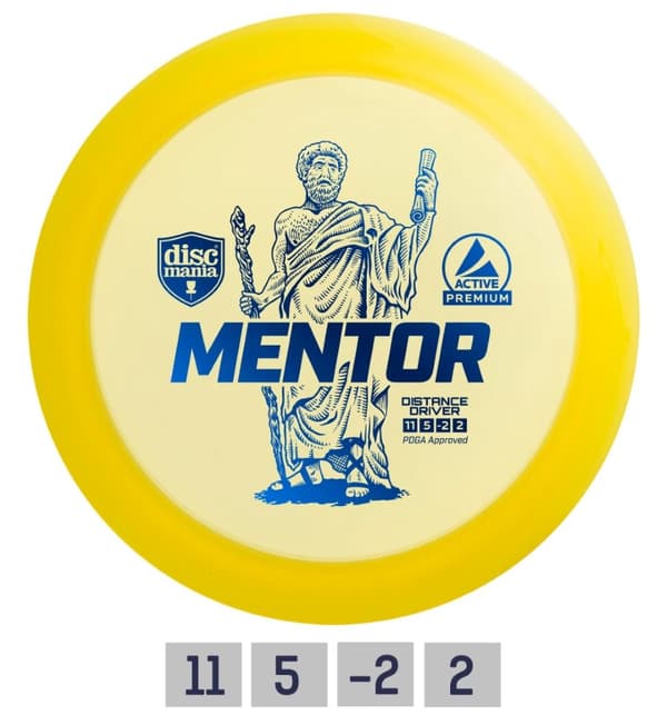 Discgolf DISCMANIA Distance Driver MENTOR Active Premium Yellow 11/5/-2/2