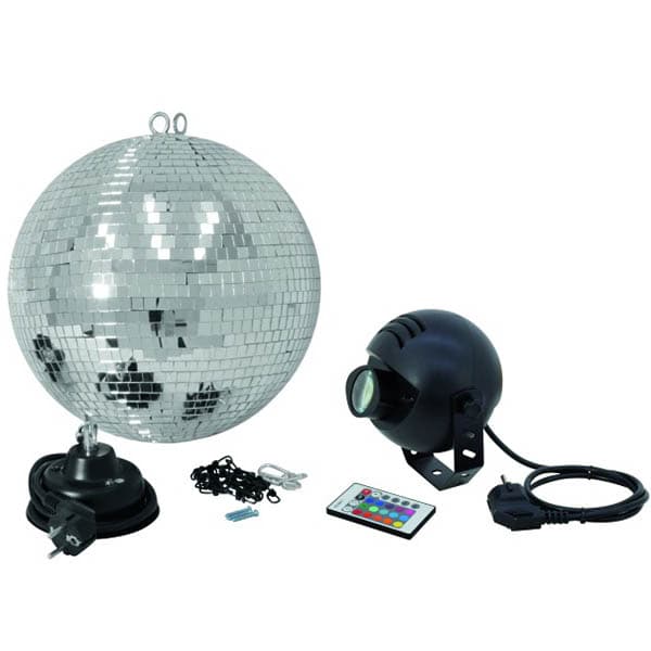 Komplet LED spejlkugle sæt 30 cm med fjernbetjening