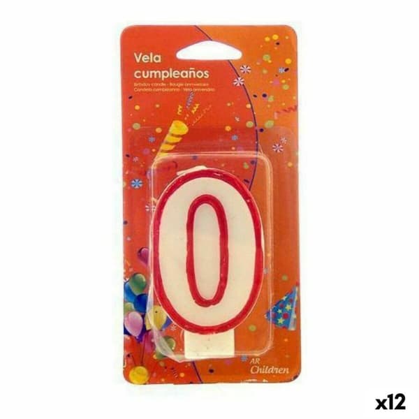 Kynttilä Syntymäpäivä Numerot 0 Valkoinen Punainen (12 osaa)