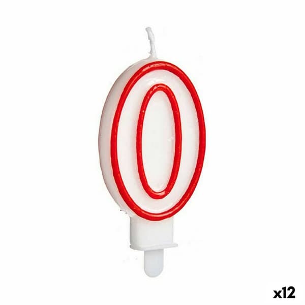 Kynttilä Syntymäpäivä Valkoinen Punainen Numerot 0 (12 osaa)