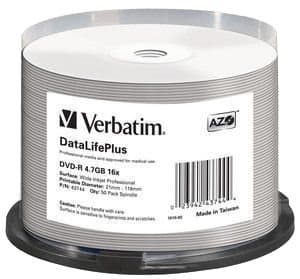 DVD-R AZO 4.7GB 16X DL+ WIDE PRINTABLE SURFACE NON-ID