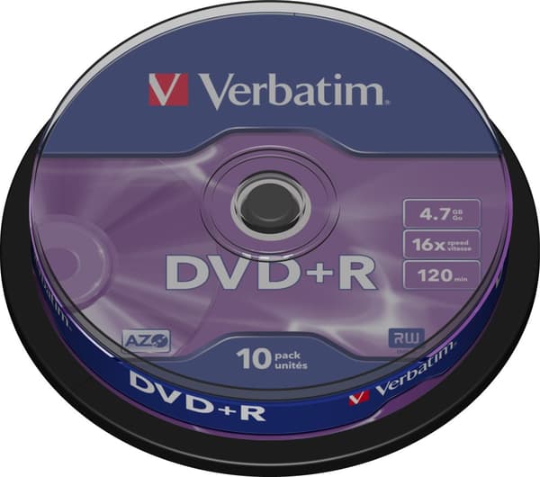 DVD+R, 16x, 4.7 GB/120 min, 10-pack spindel, AZO