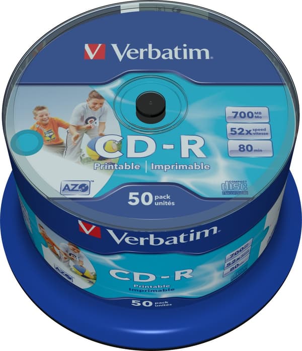 CD-R, 52x, 700 MB/80 min, 50-pack, spindel, AZO, printable