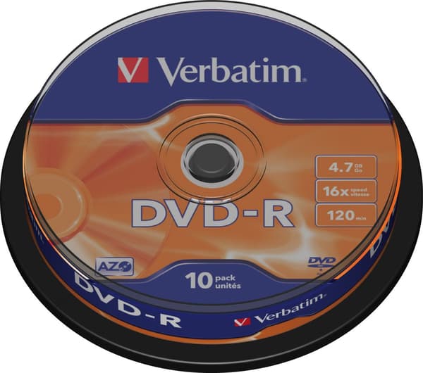 DVD-R, 16x, 4.7 GB/120 min, 10-pack spindel, AZO