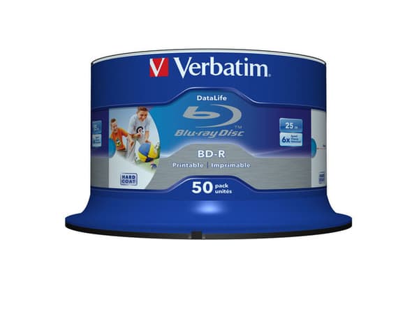 BD-R VERBATIM  25GB, viteza 6x, 50 buc, Single Layer, spindle, printabil, "Wide Inkjet Printable" "43812"