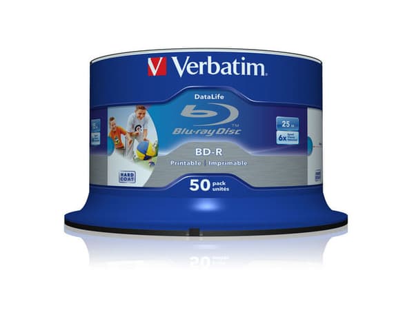 BD-R VERBATIM  25GB, viteza 6x, 50 buc, Single Layer, spindle, printabil, "Wide Inkjet Printable" "43812"