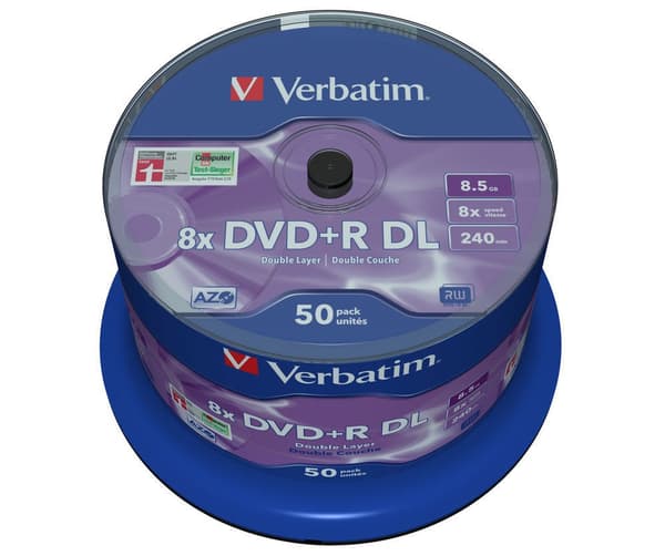 DVD+R VERBATIM  8.5GB, 240min, viteza 8x, 50 buc, Double Layer, spindle, "Matt Silver" "43758"