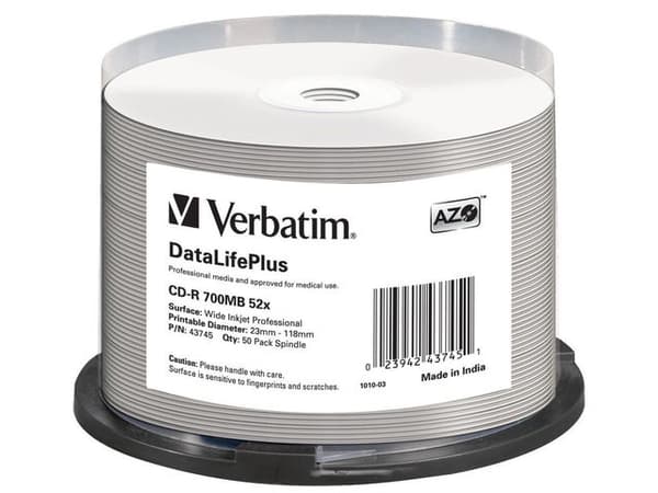 CD-R VERBATIM 700MB, VITEZA 52X, THERMAL PRINTRABLE NO-ID, SPINDLE, 50 BUC, "43745"