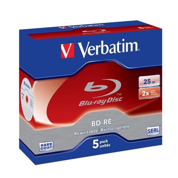 Verbatim - BD-RE - Paket med 5 - 25 GB - 2x - CD-fodral