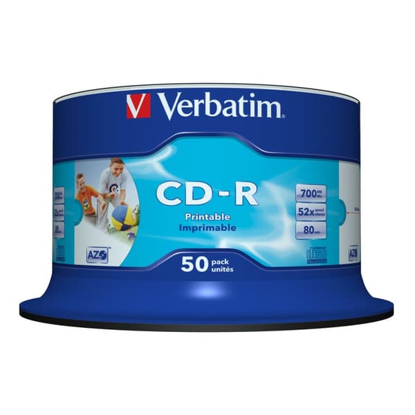 CD-R Verbatim AZO Wide Inkjet Printable 50 enheder (50 enheder)
