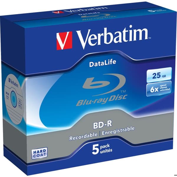 VERBATIM BD-R-skivor - 25 GB 6x - CD-fodral - Paket om 5
