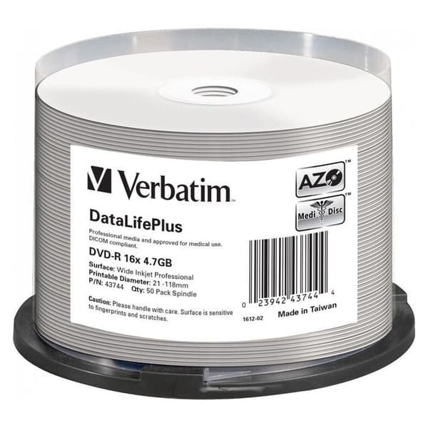 Paket med 50 DVD-R DataLifePlus Professional - VERBATIM - 4,7 GB 16x - Vit