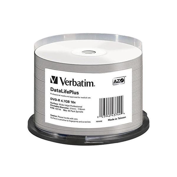 Paket med 50 DVD-R DataLifePlus Professional - VERBATIM - 4,7 GB 16x - Vit