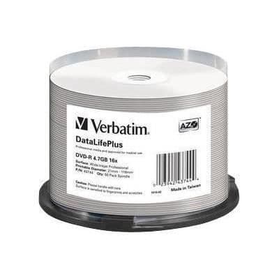 Paket med 50 DVD-R DataLifePlus Professional - VERBATIM - 4,7 GB 16x - Vit