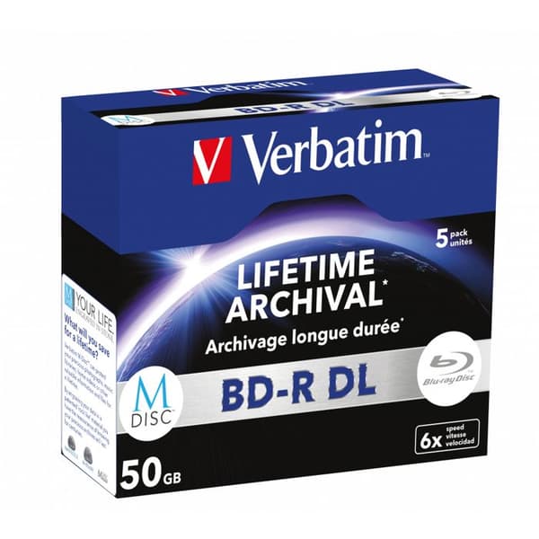 M-Disc BD-R DL - Verbatim - 43846 - 50 Go - 6x - 5-pack cd-fodral