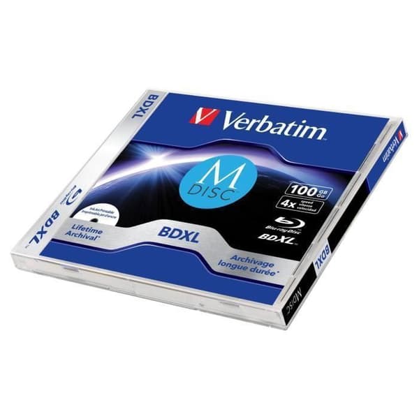 Verbatim MDISC Lifetime arkiv BDXL 100GB - fodral med 1 set, BDXL, 120 mm, 100 GB, Smyckeskrin, 1 st.