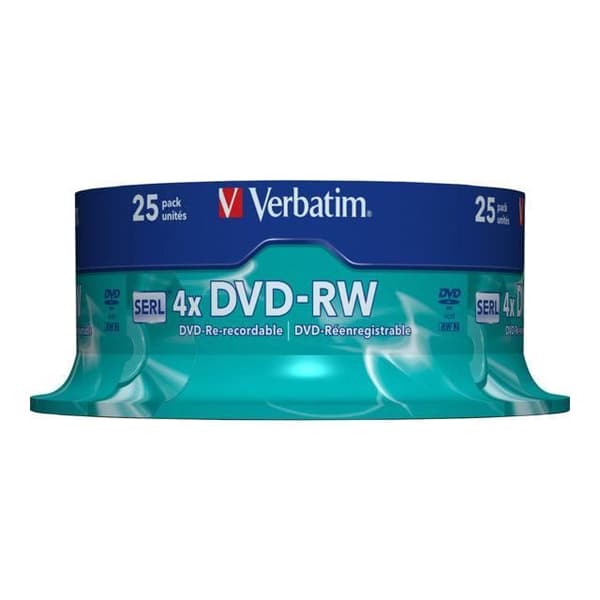 DVD-RW Verbatim 4,7 GB (120 min) 4x - 25 media - matt silver - spindel