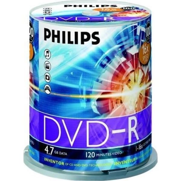 DVD-R PHILIPS DM4S6B00F - 100 media - 4,7 GB (120 min) 16x - spindel