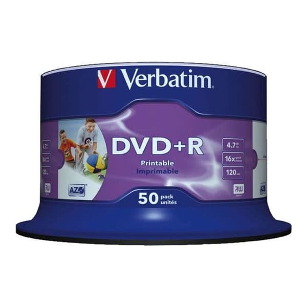 DVD+R Verbatim 16x utskrivbar spindel 50 - 4,7 GB