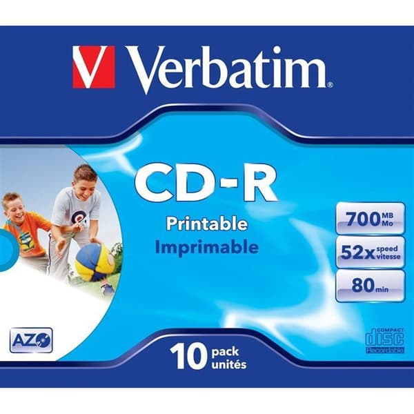 VERBATIM utskrivbar CD-R - 80 min 52x (10) - 700 MB Super Azo