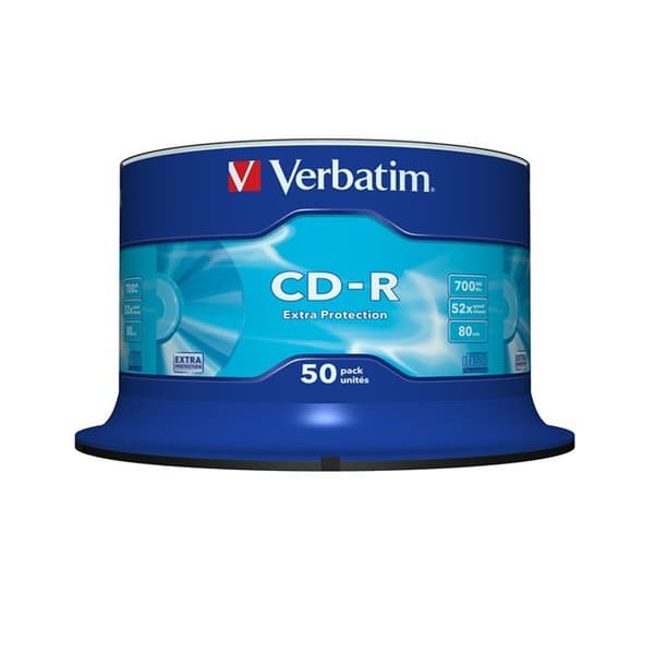 VERBATIM CD-R - 80 min - 700 MB - 52x - Spindel på 50 - Extra skydd