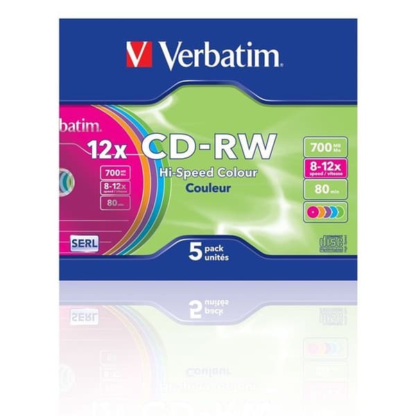 Verbatim CD-RW - Paket med 5 - Tunt fodral - 700 MB - 80 min - 12x hastighet