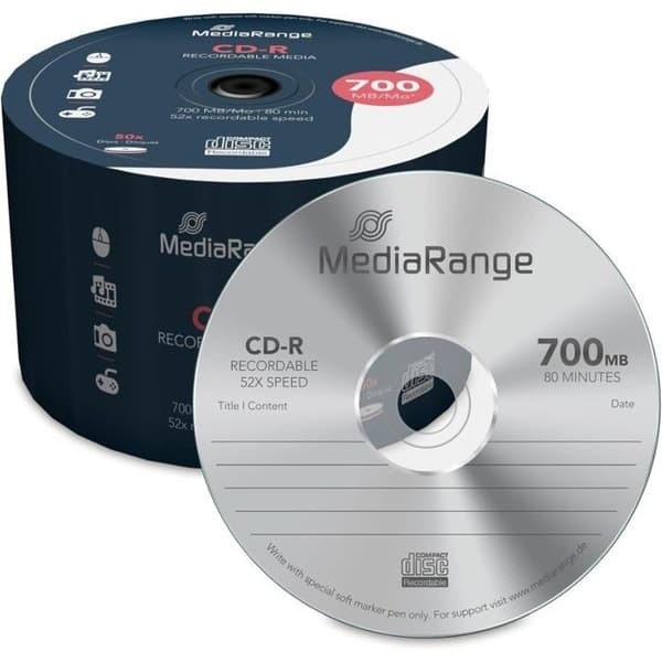 MEDIARANGE CD-R - 700 MB (80 min) 52x - Spindel - Paket med 50