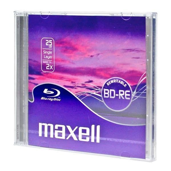MAXELL BD-RE 25 Gb SL Rewritable Bluray Disc 10 mm Box Unit - 2x skrivhastighet
