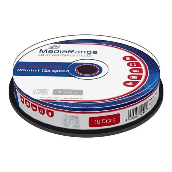 CD-RW MEDIARANGE - 10 media - 700 MB - 12x - spindel