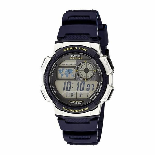 Herrklocka Casio WORLD TIME ILLUMINATOR - 5 ALARMS, 10 YEAR BATTERY Svart Grå (Ø 40 mm) (Ø 43 mm)