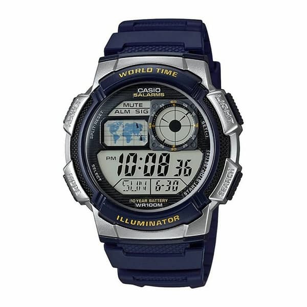 Herrklocka Casio WORLD TIME ILLUMINATOR - 5 ALARMS, 10 YEAR BATTERY Svart Grå (Ø 40 mm) (Ø 43 mm)