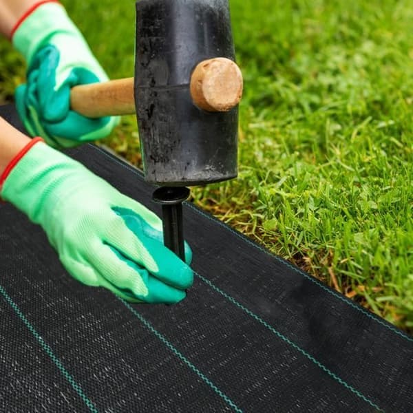 YUENFONG Mulchduk, Anti Ogräs 100 g-m², Rivbeständig, Anti-UV och vattengenomsläpplig, Svart (2×25 m)