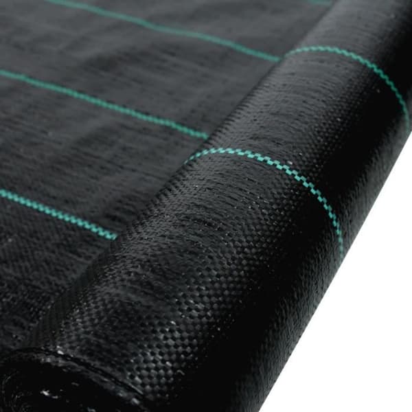 YUENFONG Mulchduk, Anti Ogräs 100 g-m², Rivbeständig, Anti-UV och vattengenomsläpplig, Svart (2×25 m)