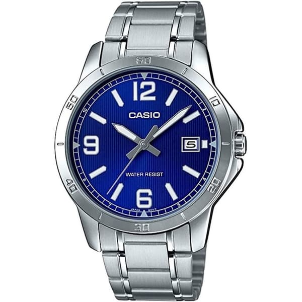 Herreur Casio CASUAL DATE STEEL - BLUE Sølvfarvet (Ø 41,5 mm) (Ø 47 mm)
