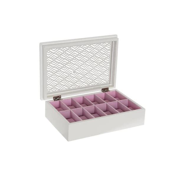 Box för klockor DKD Home Decor Vit Ljusrosa Glas Trä MDF 29 x 20 x 9 cm (12 antal)