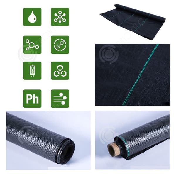 INN Mulch-tyg Vattentätt gräsbeständigt tyg för trädgårdsträdgård 10x10m PP Multipurpose gräsbeständigt tyg Svart