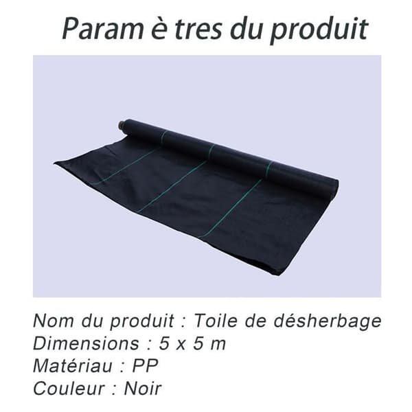 INN Mulch-tyg Vattentätt gräsbeständigt tyg för trädgårdsträdgård 10x10m PP Multipurpose gräsbeständigt tyg Svart