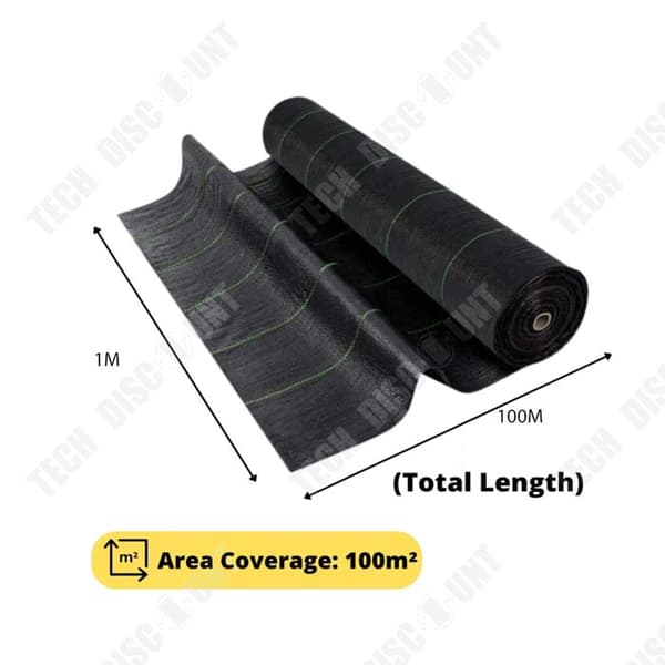 TD Garden Weed Mesh 1x100m Svart Polypropen Mesh Weed Weed Weed Mesh Weed Layer