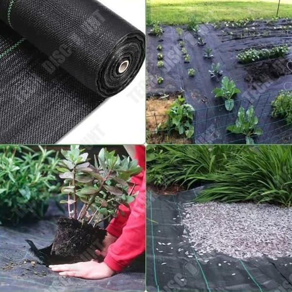TD® 2mx25M Svart Ogräsduk Anti-Ogräs Täckning Ogräs Polypropylen Ogräsduk