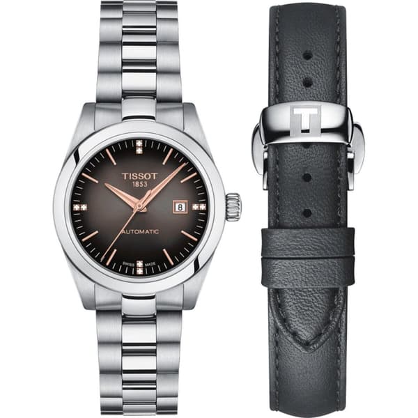 Miesten rannekellot Tissot T-MY LADY AUTOMATIC W-DIAMONDS Musta Hopeinen