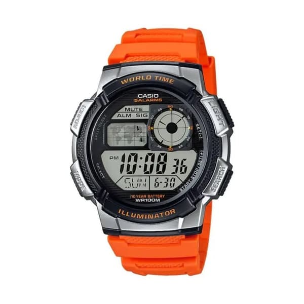 Miesten rannekellot Casio WORLD TIME ILLUMINATOR Oranssi (Ø 43 mm)