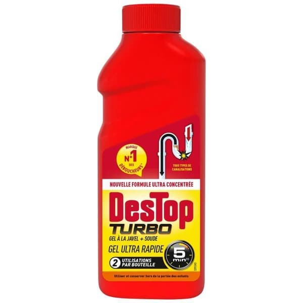 Desinfektionsgel och avloppsrensare Turbo 5 min - 2 doser - 500ml