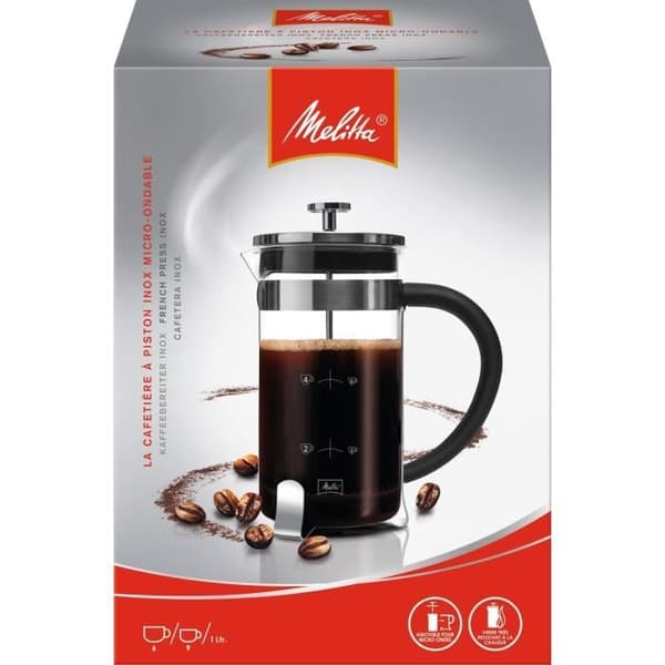MELITTA Premium kolvmaskin i glas och rostfritt stål 8 koppar