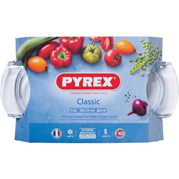 PYREX - 460A000 / 7143 - Oval grytform - 38 cm * 23 cm - Pyrex Classic - 4.4L + 1.4L